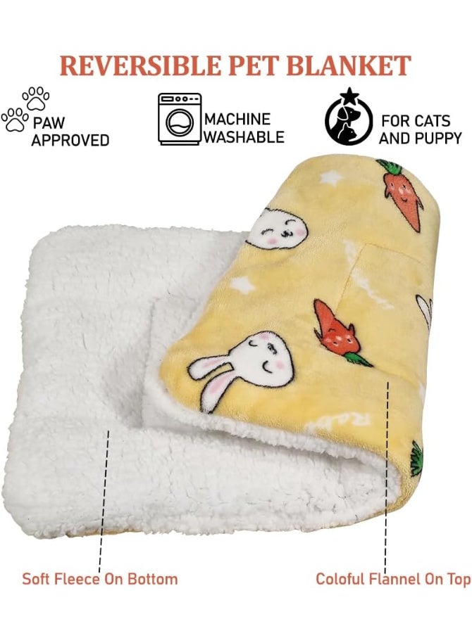NNC PETS Pet blanket with reversible Sherpa fleece blanket, Plush pet blanket for Cats, Hamster, Guinea pigs, Rabbits, and Small-sized pets, Soft and comfortable warm blanket 50 cm (Yellow) - Image 3