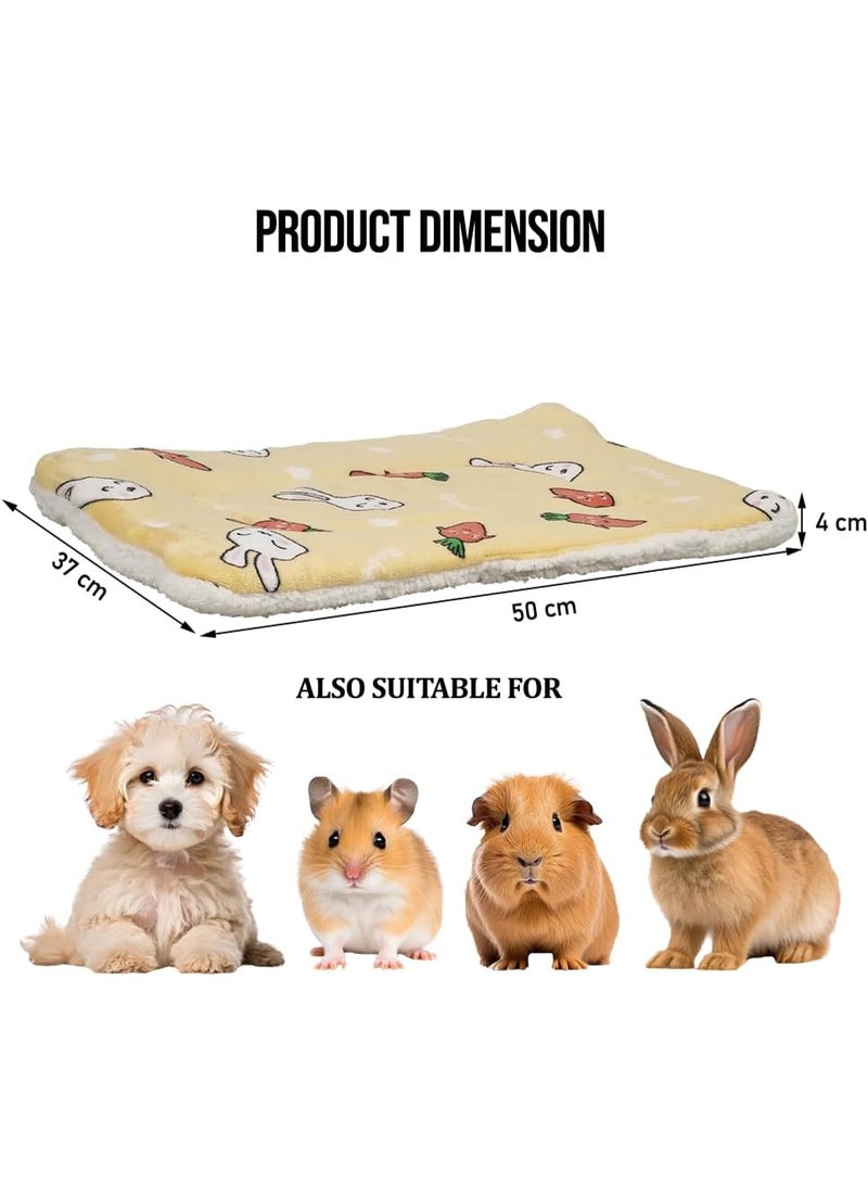 NNC PETS Pet blanket with reversible Sherpa fleece blanket, Plush pet blanket for Cats, Hamster, Guinea pigs, Rabbits, and Small-sized pets, Soft and comfortable warm blanket 50 cm (Yellow) - Image 2