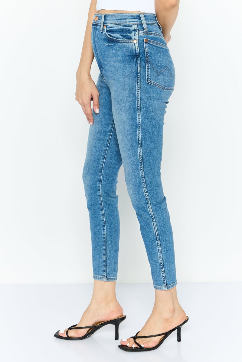 Wrangler Women Regular Fit High Rise Straight Leg Jeans, Blue - Image 2