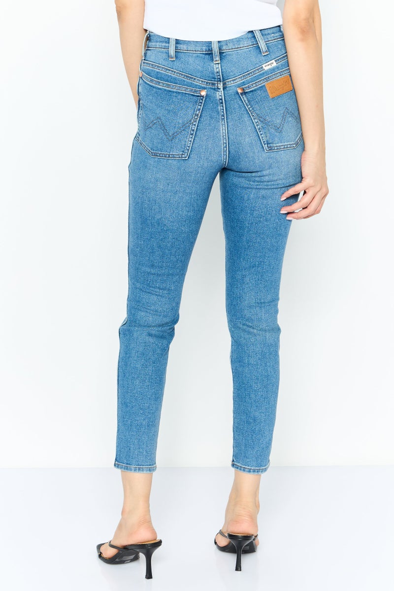 Wrangler Women Regular Fit High Rise Straight Leg Jeans, Blue - Image 4