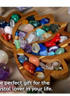 Excefore Lotus Crystal Tray for Stones Crystals and Healing Stones Flower Wooden Crystal Storage Holder Tray Lotus Shape Decorative Display Trays Crystal Organizer Bowl for Jewelry Stones Decor  - Image 5
