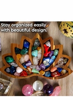 Excefore Lotus Crystal Tray for Stones Crystals and Healing Stones Flower Wooden Crystal Storage Holder Tray Lotus Shape Decorative Display Trays Crystal Organizer Bowl for Jewelry Stones Decor  - Image 3