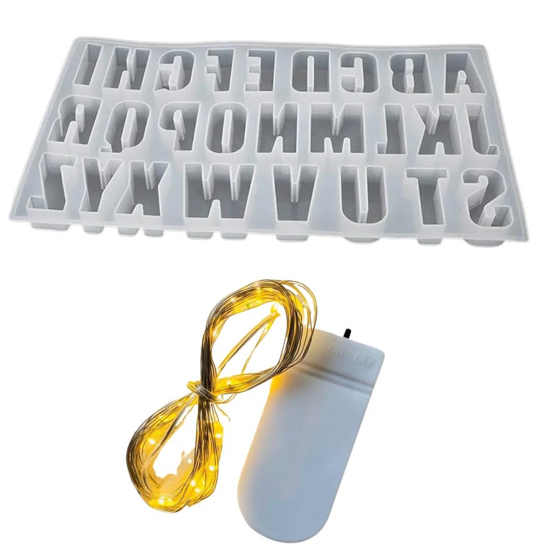 Snoogg Silicone Alphabet Resin Molds Pack of 1 25 mm deep ABCD Mold with 1 Meter Fairy Light with on Off Switch for Resin Art, Letters,Alphabets and More - Image 1
