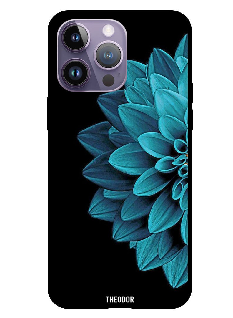 Theodor غطاء حماية لجهاز آبل آيفون 14 برو 6.1" 2022 زهور زرقاء - Image 1