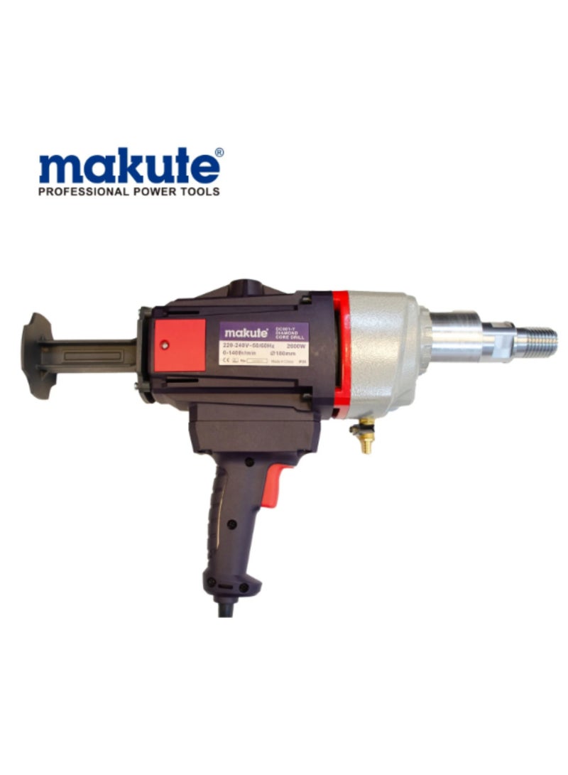 makute 2600W Diamond Core Drilling Machine  with 240V 360 degrees Multi Direction Handle and 1400rpm for Both Dry  and Wet Drilling Task (DC001-Y) - Image 3