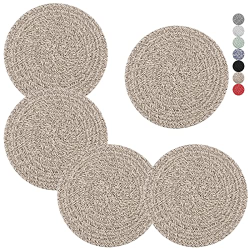 Cazzon Trivets for Hot Dishes, Pots and Pans, 8 Inches Hot Pads 5 Pcs, Pot Holders for Kitchen, Heat Resistant Mat Protect Counter, Coasters Set Home Essentials Farmhouse Decor (Brown) - Image 1