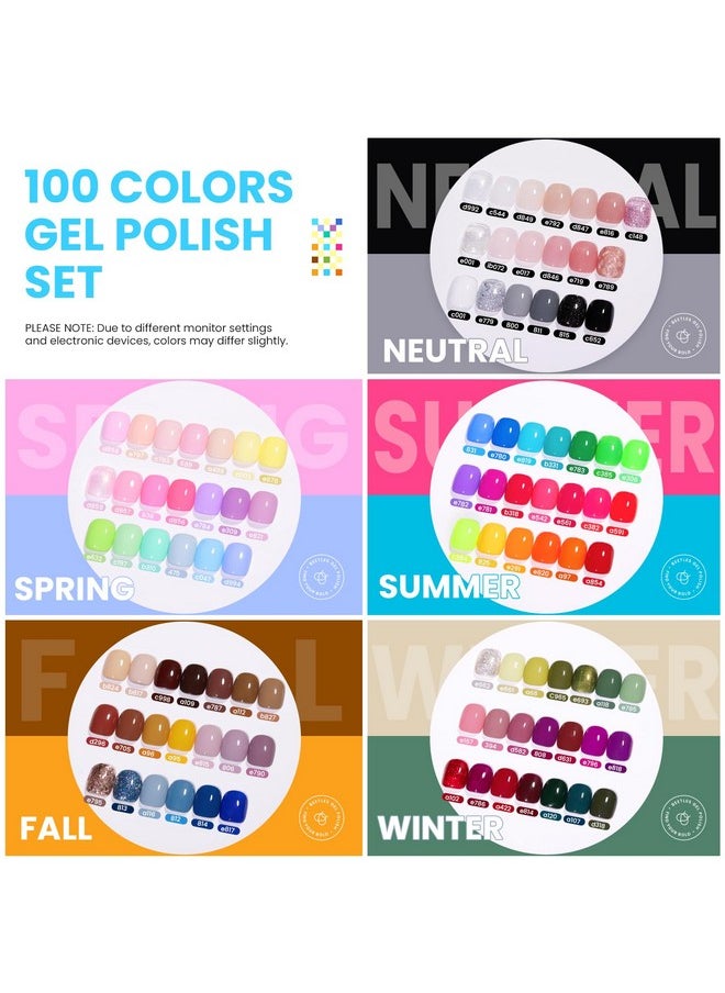 beetles Gel Polish - Beetles 110 PCS Gel Nail Polish Set, 100 Colors Infinite Inspiration All Season Red Brown Green Black Gel Polish with 5Pcs Base Top Coat Soak off UV Gel for Manicure Lovers DIY at Home Gifts for Women - Image 1