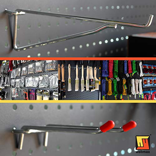 Wellmax Heavy Duty Pegboard Hooks Set – 30-Piece Peg Board Organizer Accessories for Garage, Workshop & Craft Room | Fits 1/4-Inch Peg Holes – Pegboard Accessories for Tools & Garage Organization - Image 5
