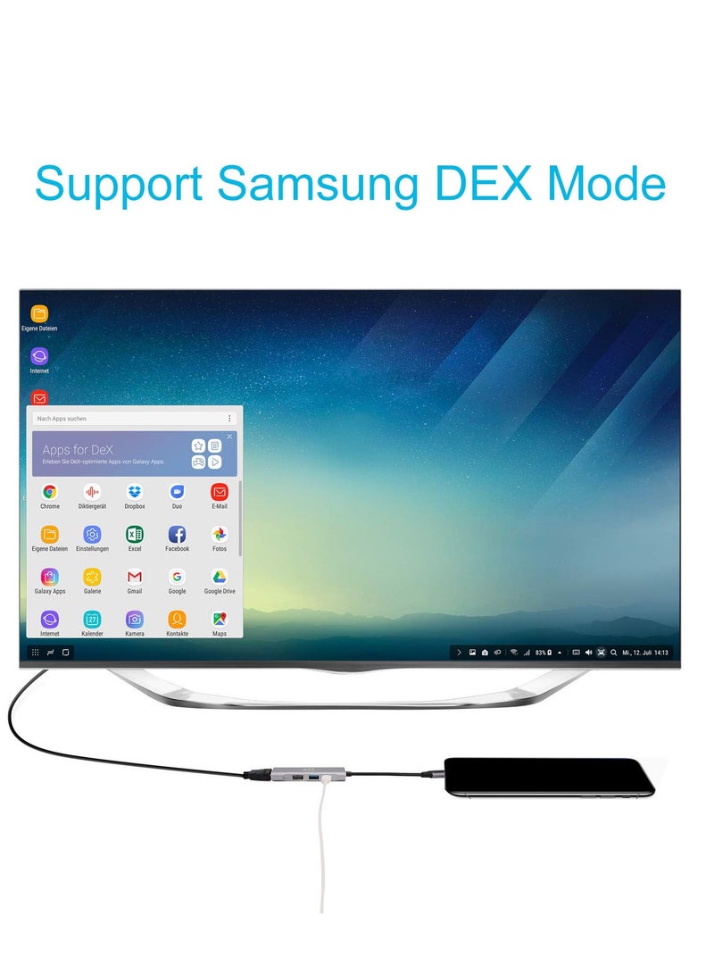 محور AV رقمي USB-C إلى HDMI 4 في 1 لجهاز نينتندو سويتش OLED، شحن الكمبيوتر، سامسونج ديكس، ومحطة إرساء التلفاز للسفر - يدعم إخراج HDMI بدقة 4K و USB 3.1. - Image 4