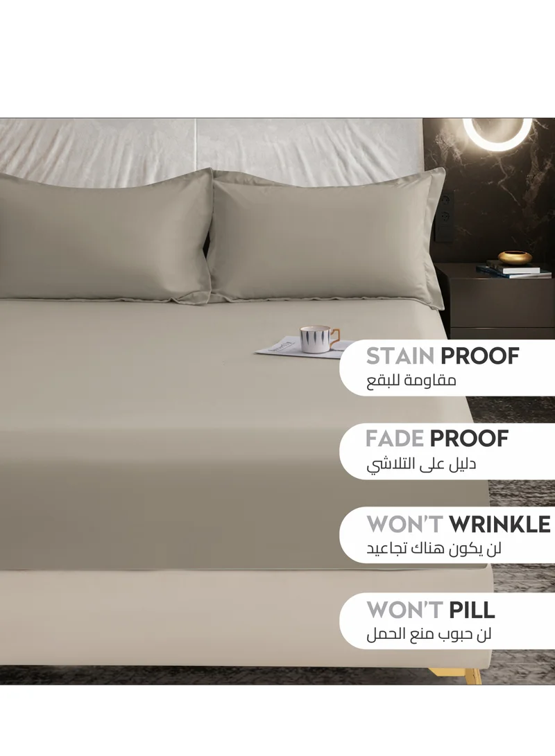 Donetella Bedding Fitted Sheet - Fits 180x200 Cm For King Bed - 3 Pcs (1 Fitted Sheet and 2 Pillowcases) - 35 Cm Deep Pocket - Solid Bed Sheet