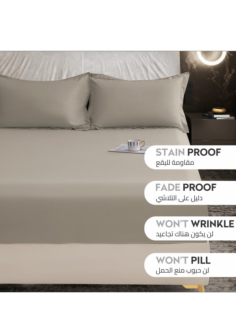 Donetella Bedding Fitted Sheet - Fits 180x200 Cm For King Bed - 3 Pcs (1 Fitted Sheet and 2 Pillowcases) - 35 Cm Deep Pocket - Solid Bed Sheet  - Image 4