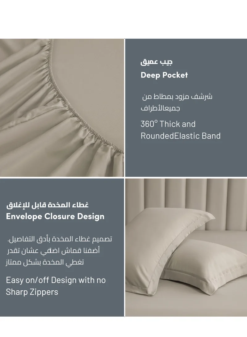 Donetella Bedding Fitted Sheet - Fits 180x200 Cm For King Bed - 3 Pcs (1 Fitted Sheet and 2 Pillowcases) - 35 Cm Deep Pocket - Solid Bed Sheet