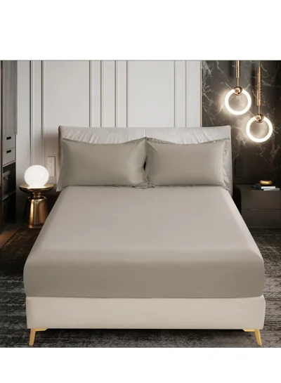 Donetella Bedding Fitted Sheet - Fits 180x200 Cm For King Bed - 3 Pcs (1 Fitted Sheet and 2 Pillowcases) - 35 Cm Deep Pocket - Solid Bed Sheet