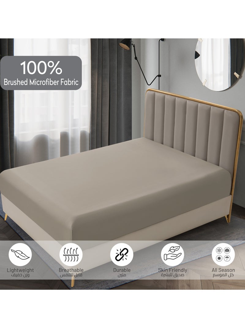 Donetella Bedding Fitted Sheet - Fits 180x200 Cm For King Bed - 3 Pcs (1 Fitted Sheet and 2 Pillowcases) - 35 Cm Deep Pocket - Solid Bed Sheet  - Image 5