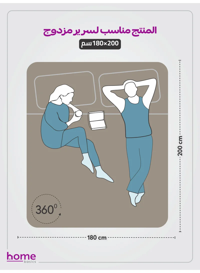 دوناتيلا طقم شرشف مطاط 3 قطع مزدوج 180×200 سم 35 سم فائق النعومة لون رمادي بيج