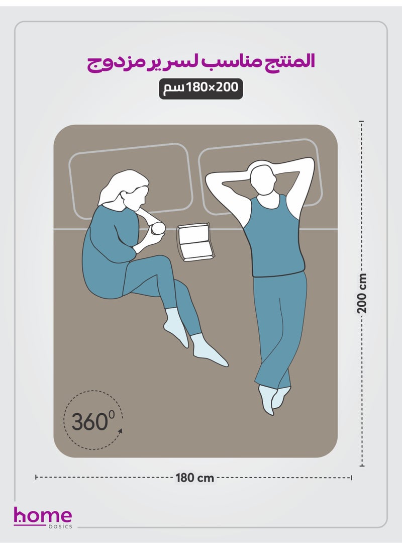 دوناتيلا طقم شرشف مطاط 3 قطع مزدوج 180×200 سم 35 سم فائق النعومة لون رمادي بيج - Image 2