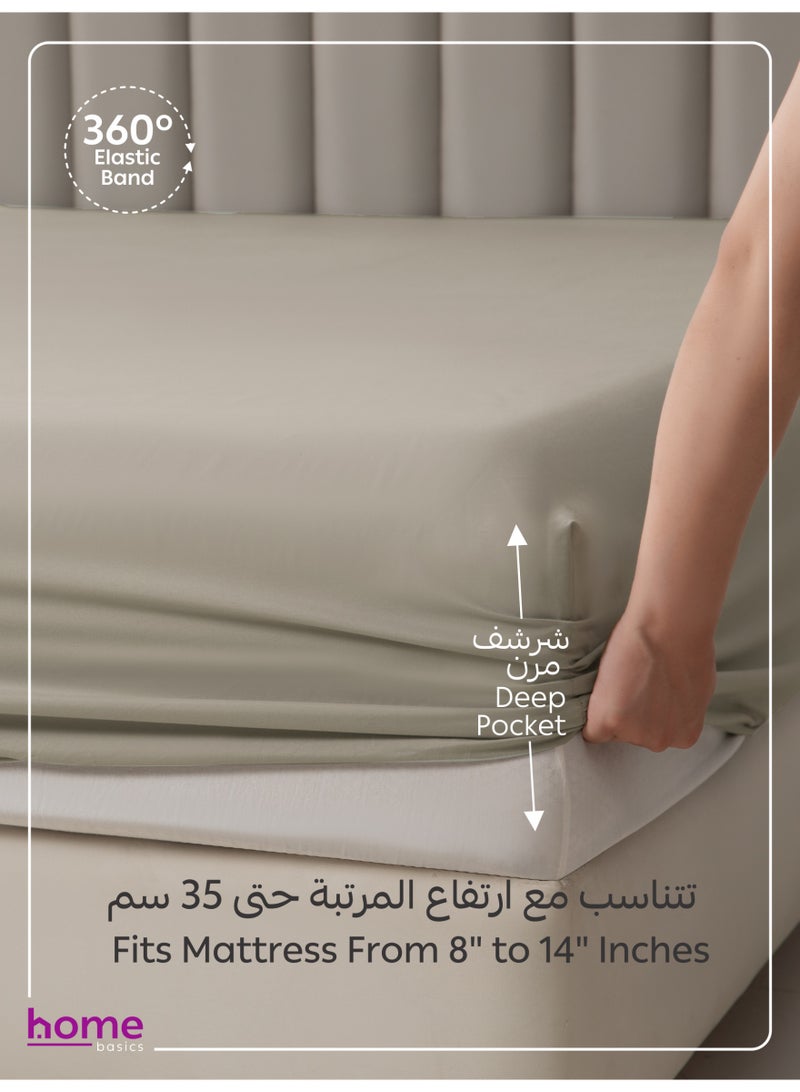 دوناتيلا طقم شرشف مطاط 3 قطع مزدوج 180×200 سم 35 سم فائق النعومة لون رمادي بيج - Image 4