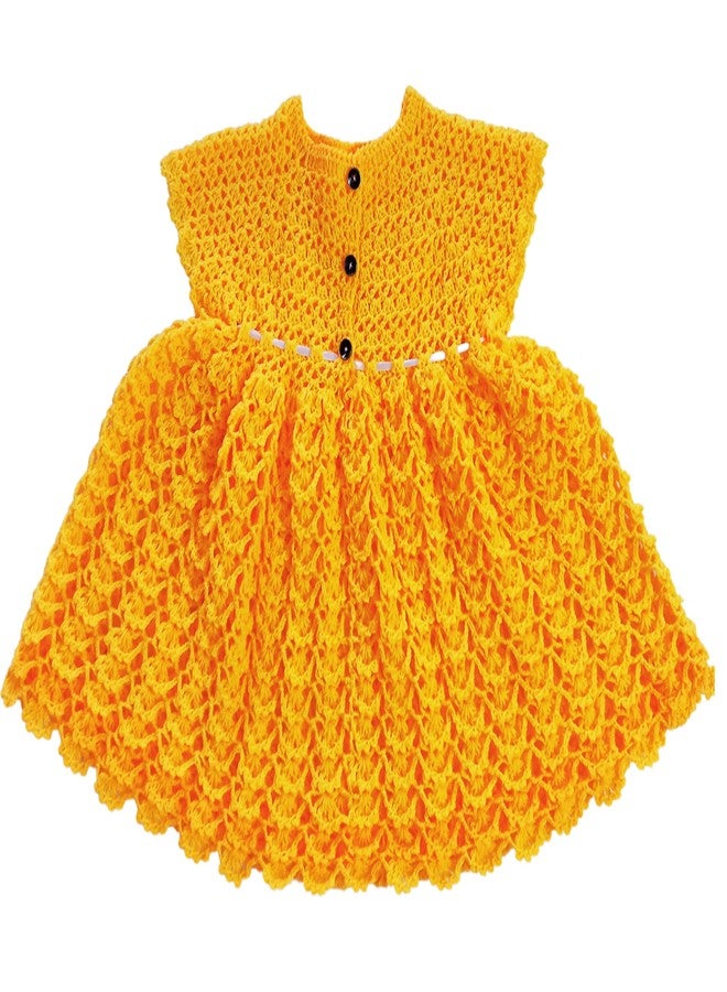 DORCHIS Baby Girl Dress - Woolen Frock for Baby Girl and Kid Girl, Handmade with Crochet (3-4 Years, Yellow) - Image 2