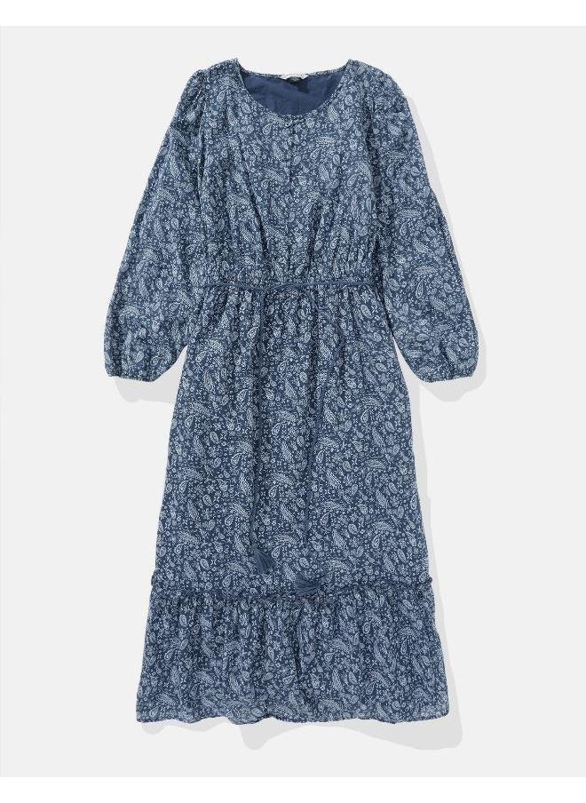 American Eagle - AE Long-Sleeve Button-Up Midi Dress - Image 1