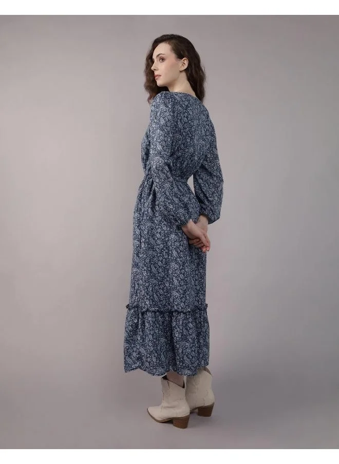 امريكان ايجل AE Long-Sleeve Button-Up Midi Dress