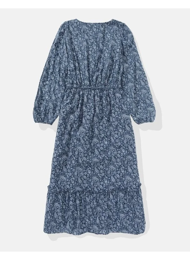 American Eagle AE Long-Sleeve Button-Up Midi Dress