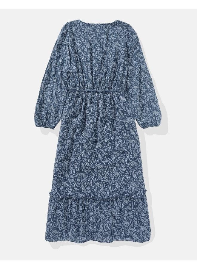 American Eagle - AE Long-Sleeve Button-Up Midi Dress - Image 1