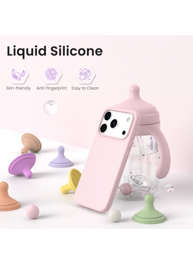 Silicone Case Compatible with iPhone 17 Pro Max, Slim Liquid Silicone Phone Case with 3-Layer Soft Rubber Shockproof Bumper with TPU Lining (Pink) - Image 2