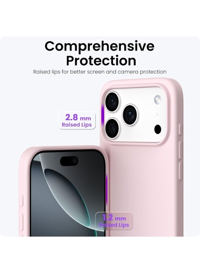 ACLIX Silicone Case Compatible with iPhone 17 Pro Max, Slim Liquid Silicone Phone Case with 3-Layer Soft Rubber Shockproof Bumper with TPU Lining (Pink) - Image 4