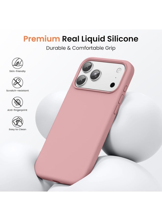 ACLIX Silicone Case Compatible with iPhone 17 Pro Max, Slim Liquid Silicone Phone Case with 3-Layer Soft Rubber Shockproof Bumper with TPU Lining (Pink) - Image 2