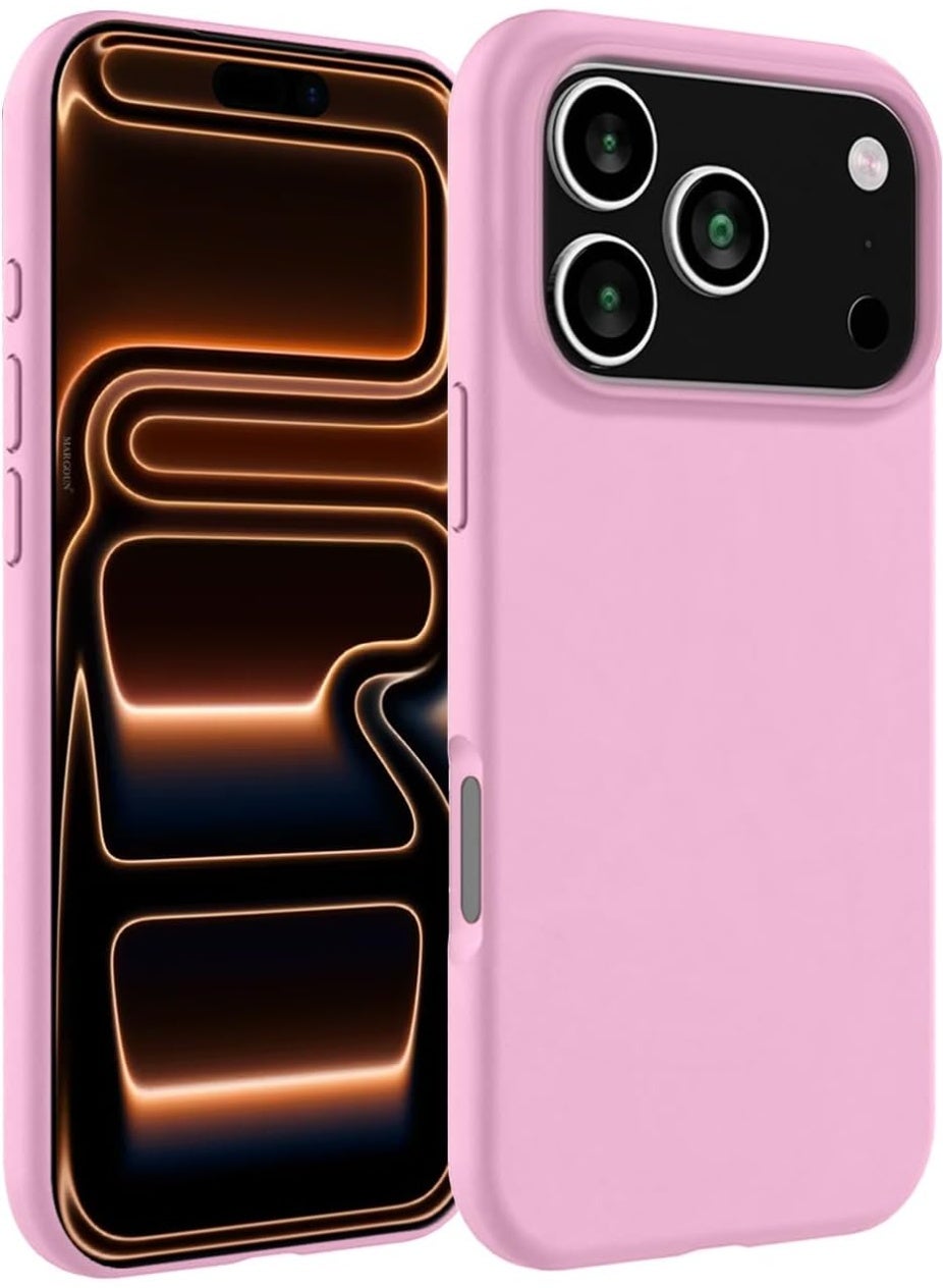 Silicone Case Compatible with iPhone 17 Pro Max, Slim Liquid Silicone Phone Case with 3-Layer Soft Rubber Shockproof Bumper with TPU Lining (Pink)