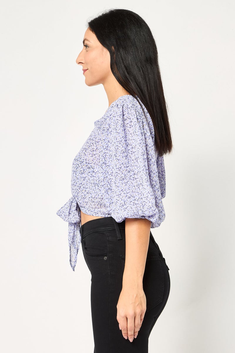 VERO MODA Women V Neck Floral Short Sleeve Blouse, Mulicolor - Image 3