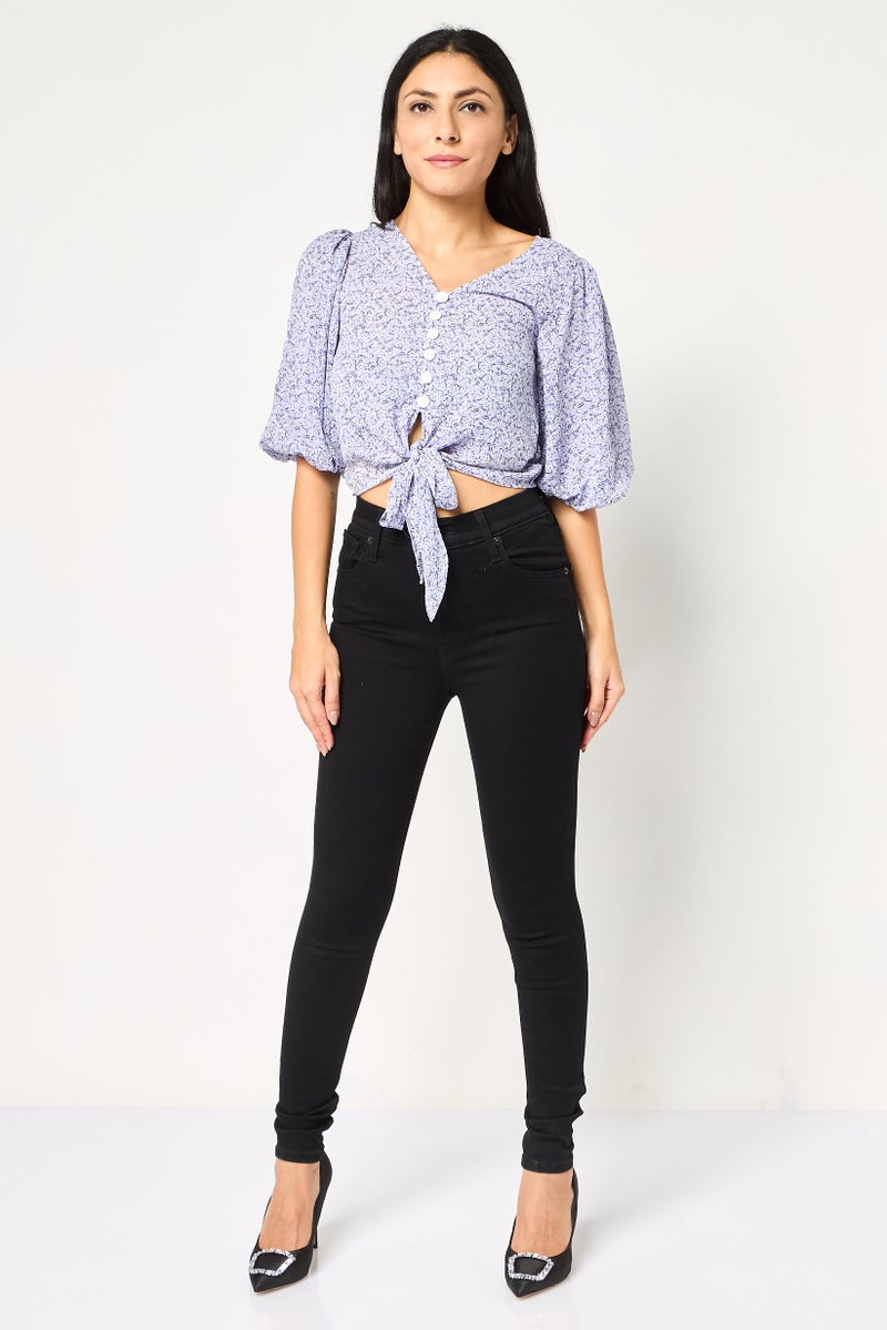 VERO MODA Women V Neck Floral Short Sleeve Blouse, Mulicolor - Image 2