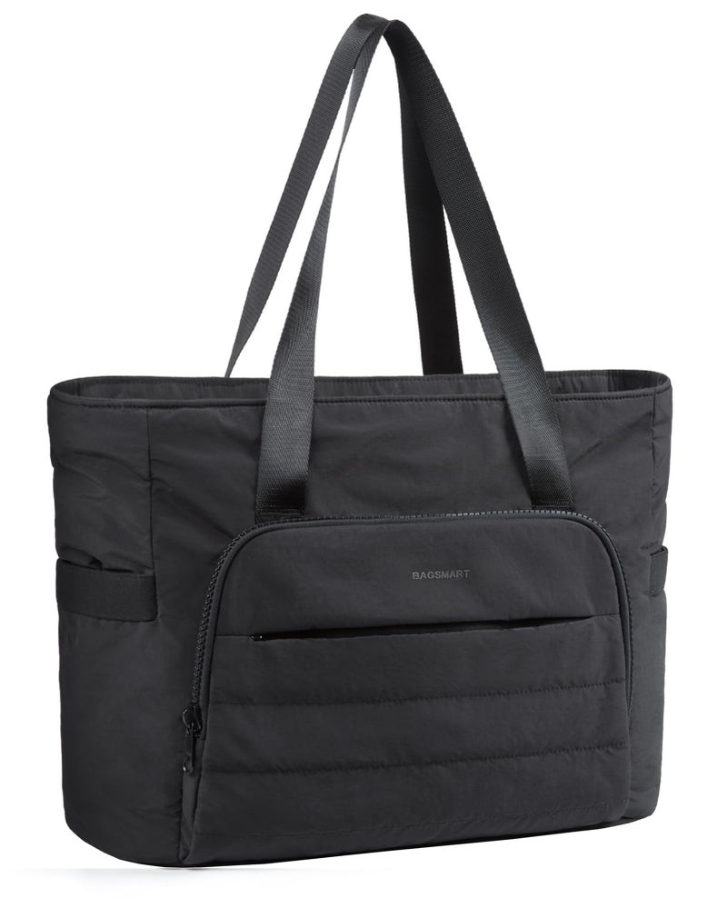 BAGSMART Tote Bag for Women Lightweight Tote Bag with Yoga Mat Strap Quilted Handbag for Daily Work Gym - Image 2