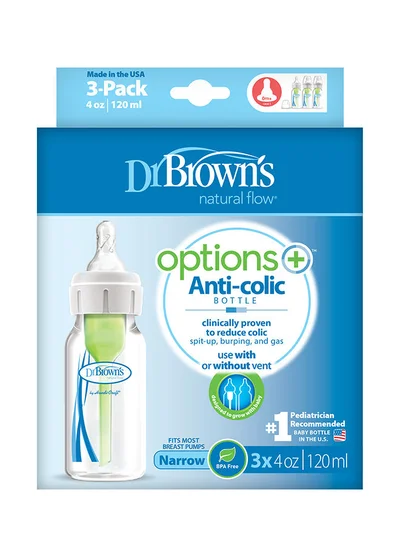 Dr. Brown’s PP Narrow Options And Bottle, Pack of 3, 4 oz/120 ml