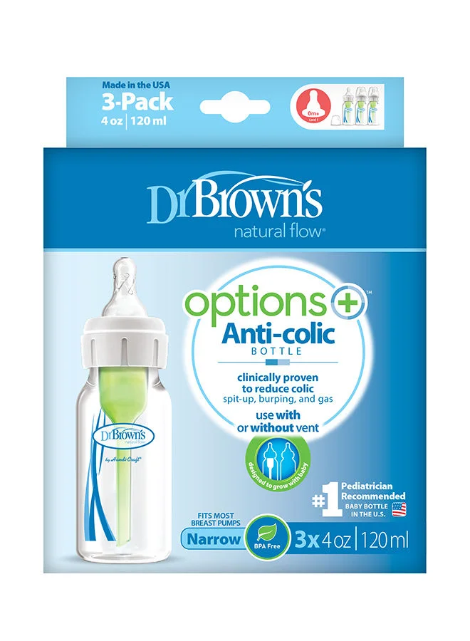 Dr. Brown’s PP Narrow Options And Bottle, Pack of 3, 4 oz/120 ml