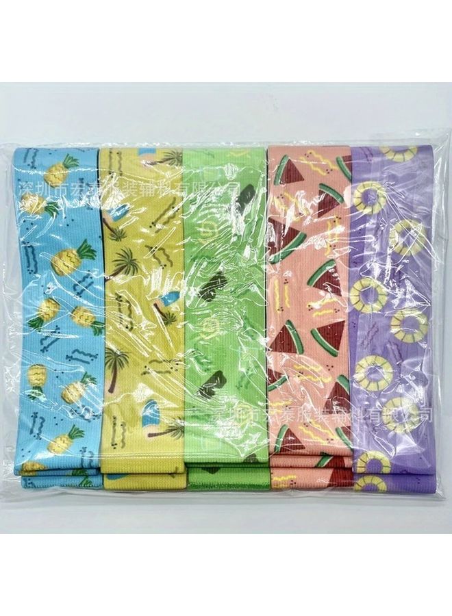 مجموعة من 5 أشرطة مرنة منشفة بألوان مختلطة لكراسي الشاطئ وحزام تخزين ملاءات السرير - Image 1