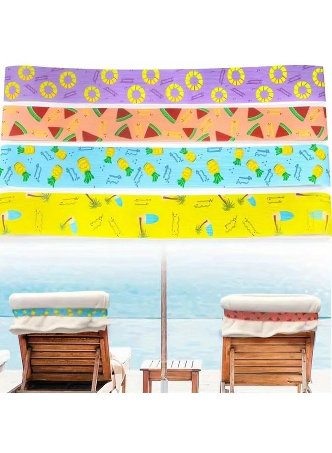 مجموعة من 5 أشرطة مرنة منشفة بألوان مختلطة لكراسي الشاطئ وحزام تخزين ملاءات السرير - Image 2