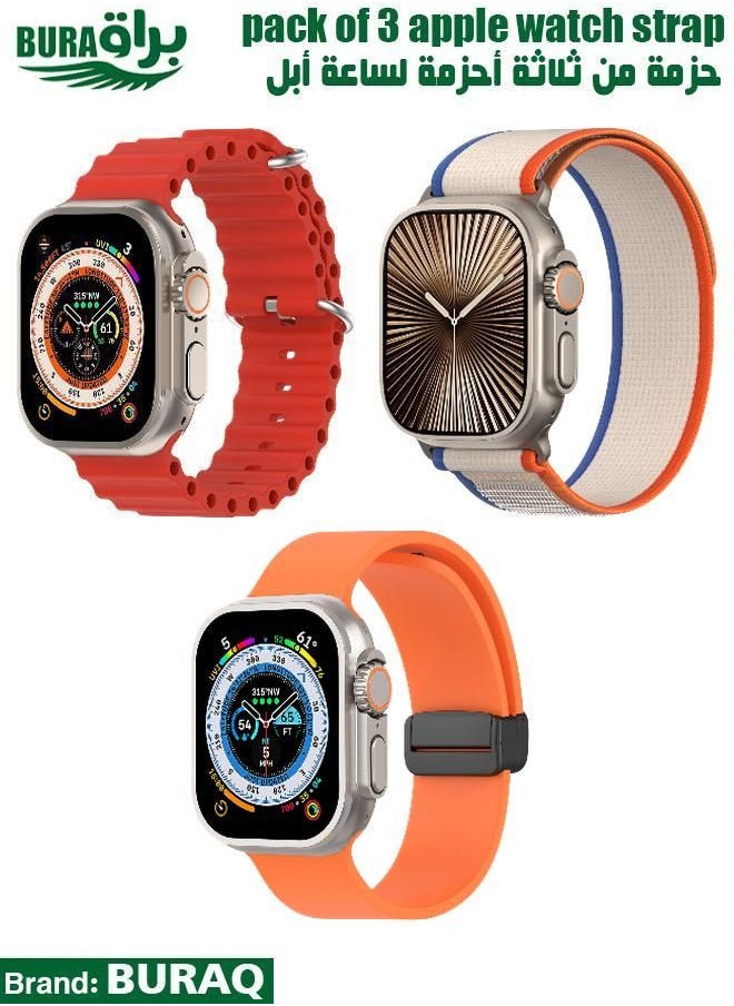 BURAQ - Apple Watch Band Strap For Apple Watch Ultra 2/Ultra 49mm, Series 10 46mm, 9/8/7 45mm, SE2/SE/6/5/4 44mm, 3/2/1 42mm - Image 1