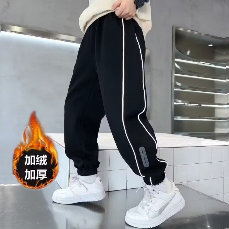 Boys Qiuzi Children'S Sports Fashion All-Match Sweetpants Children'S Autumn Fleece-Lined Trendy Pants - Image 2