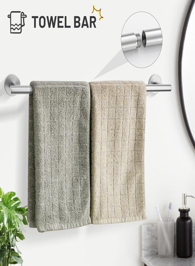TURS Brushed Steel 5 Piece Bathroom Hardware Set, SUS304 Stainless Steel Bath Towel Bar Set, 24 Inch Bathroom Accessories Kit Wall Mounted - Image 2
