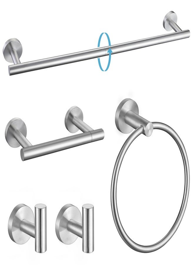 TURS Brushed Steel 5 Piece Bathroom Hardware Set, SUS304 Stainless Steel Bath Towel Bar Set, 24 Inch Bathroom Accessories Kit Wall Mounted - Image 1