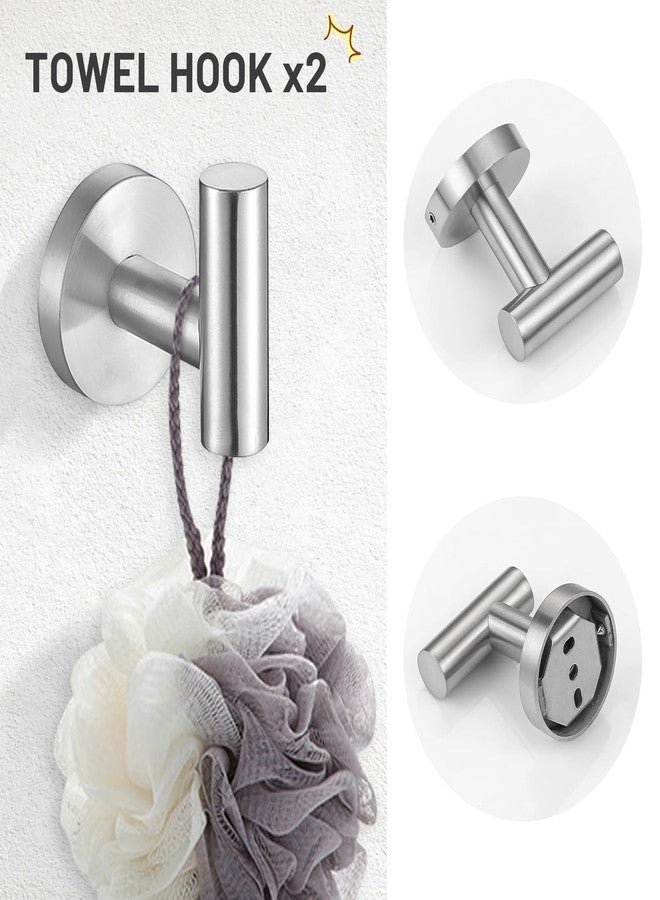 TURS Brushed Steel 5 Piece Bathroom Hardware Set, SUS304 Stainless Steel Bath Towel Bar Set, 24 Inch Bathroom Accessories Kit Wall Mounted - Image 5