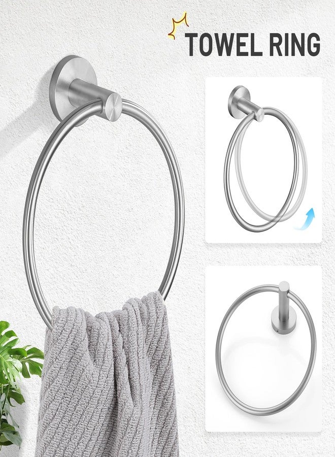 TURS Brushed Steel 5 Piece Bathroom Hardware Set, SUS304 Stainless Steel Bath Towel Bar Set, 24 Inch Bathroom Accessories Kit Wall Mounted - Image 3