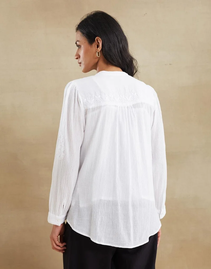 Fabindia  White Cotton Chikankari Cascadia Tunic & Lining for Women | Best Price UAE