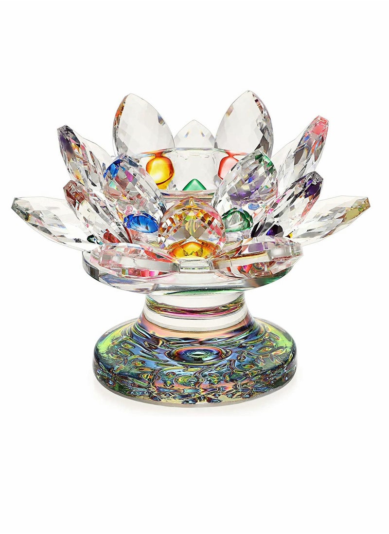 Colorful Crystal Lotus Flower Candle Holder, Colorful Glass Candle Holder, Votive Tealight Candle Holder  - Image 1