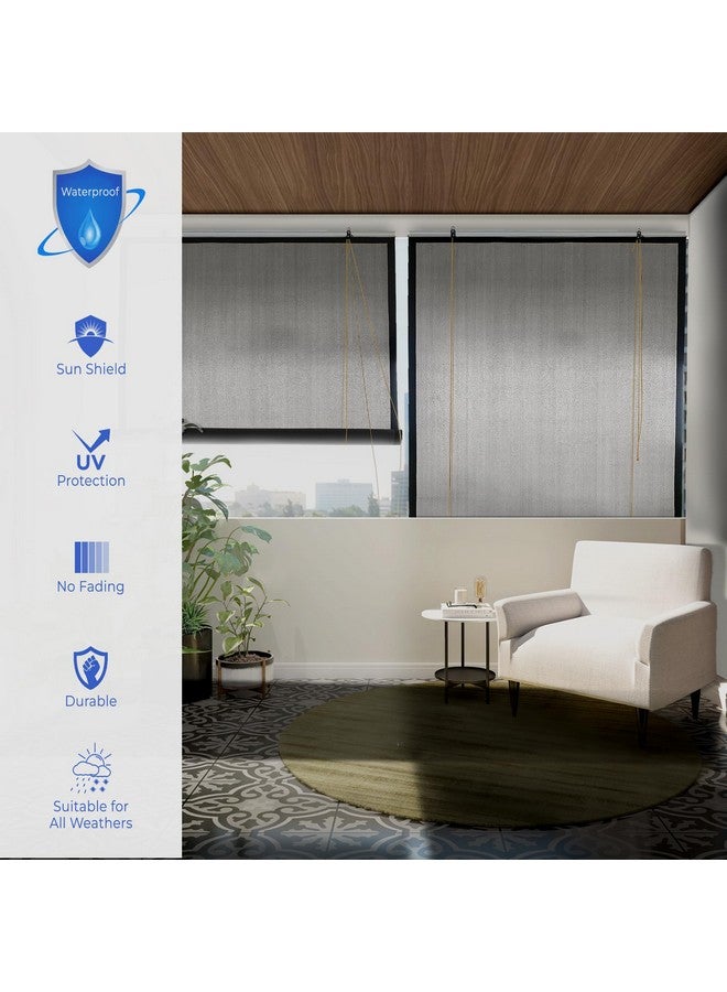 HIPPO Waterproof Chick Blind for Rain Protection Roll Up Blinds for Balcony, Sun Wind Dust & Monsoon Protection Roller Blind (Pebble-Grey, 3FTX9FT) - Image 2
