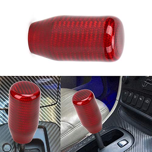 Tbest Shifter Knobs RedShifter Knob Red CarbonGear Shift Head Gear Shift Accessories Universal Car Gear Shift Knob Head Aluminum Carbon Fiber Auto Modification Red Short Type - Image 3