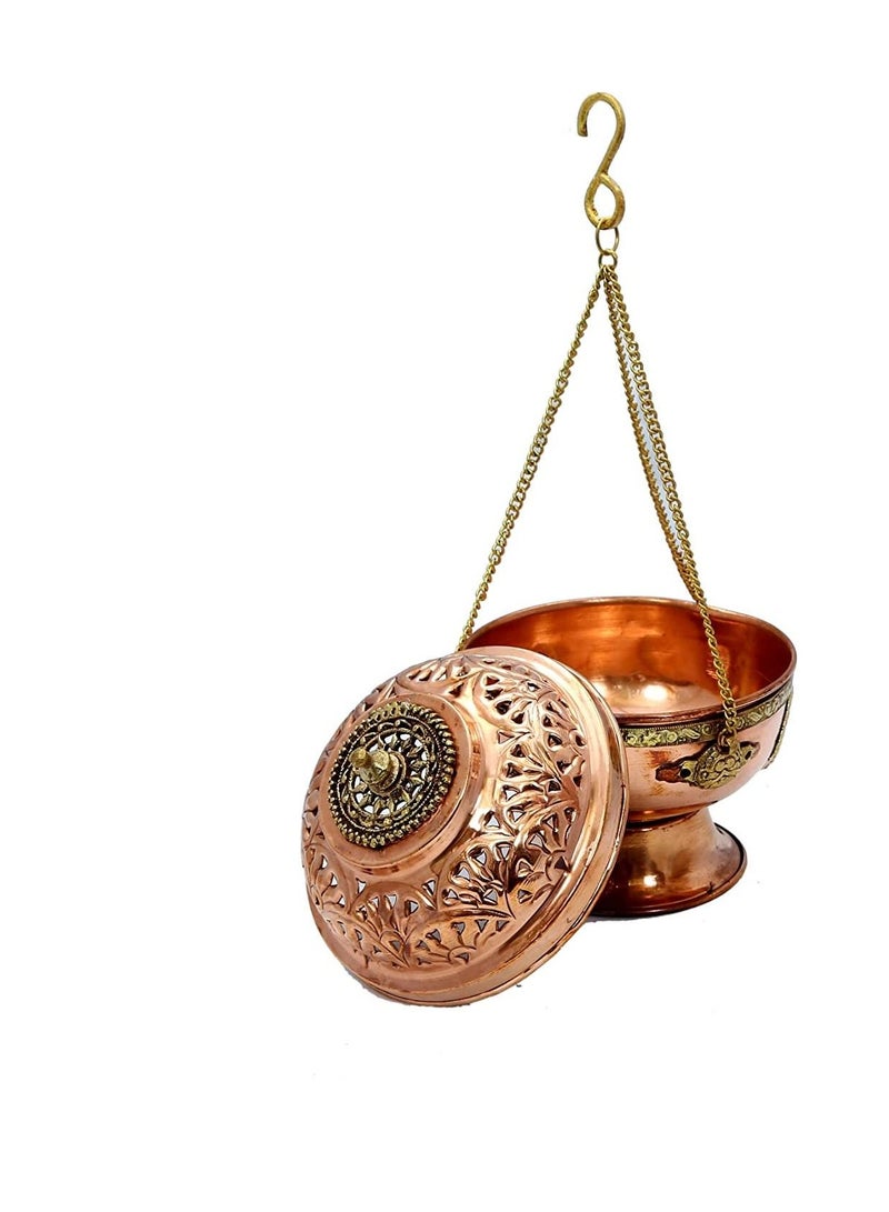 QUESERA Copper Hanging Bakhoor Burner/Mabkhara/Hanging incense burner/home fragrance/home decor/incense holder/lobandaan/bhakhoor burner - Image 2