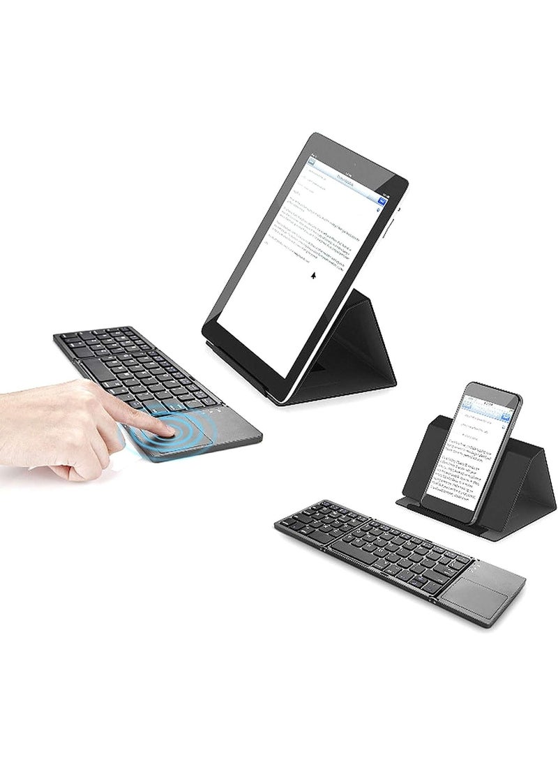 Generic - Wireless Folding Bluetooth Keyboard – Ultra Slim with Touchpad & Stand, USB Rechargeable – for Android, Windows, Tablet & Smartphone - Image 1