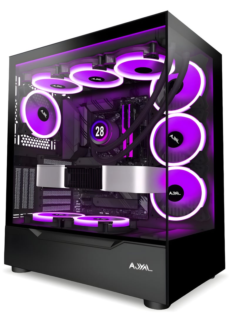 جهاز كمبيوتر للألعاب بمعالج i5-14400F / بطاقة رسومات RTX 5060 Ti بسعة 8 جيجابايت / علبة H610M-G / قرص SSD من نوع NVMe بسعة 1 تيرابايت / ذاكرة وصول عشوائي (RAM) بسعة 16 جيجابايت بتردد 3600 ميجاهرتز / مزود طاقة بقدرة 650 واط / هيكل مزود بإضاءة RGB / مبرد هوائي بإضاءة RGB